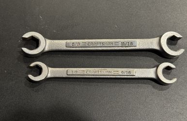 Craftsman Tool lot USA 2pc SAE Flare Nut Line Wrench Set - V series 44171 1/2” x 9/16” & 44173 5/8” x 11/16”