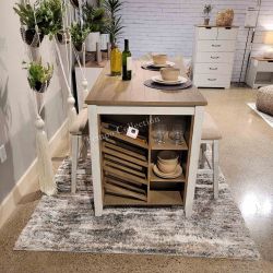 5 PCS DINING TABLE SET - COUNTER HIGH, ACACIA WOOD - [NEW]