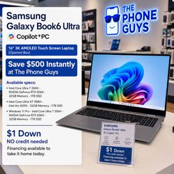 Samsung Galaxy Book6 Ultra - Copilot+ PC - 16" 3K AMOLED Touch Screen Laptop (Opened Box) - $5 Down | Payment plan available