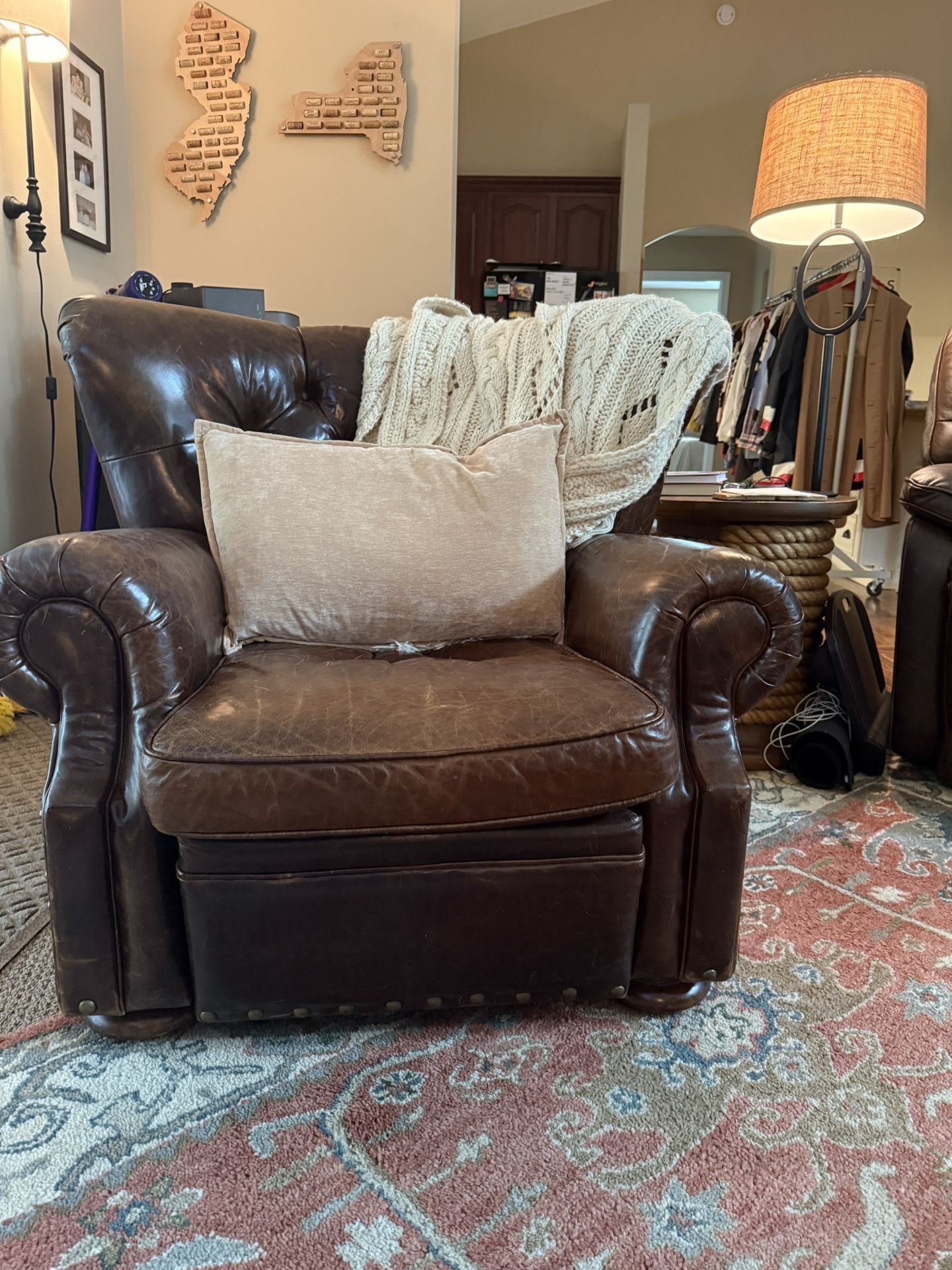 Restoration Hardware Leather Recliner INCLUDES 3/4 FULL BOTTLE OF RH LEATHER CONDITIONER & PROTECTOR
