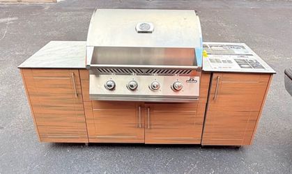 WeatherStrong Forte Series Sanibel 80.25-in W Teak Shaker Set Modular Outdoor Kitchen