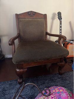 Antique Wooden Chairs with Cushion (set of 2)