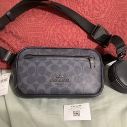New Coach Elias Belt Bag In Signature Denim Color