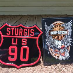 Harley Davidson Motorcycles And Sturgis 90 Sign Lot