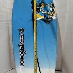 KAHALA PRO 35" BOOGIEBOARD BOOGIE BOARD BLUE/WHITE +YELLOW BOTTOM USED In good condition with normal signs of usage. 
