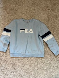 FILA Powder Blue Crewneck Sweatshirt with Navy & White Stripes