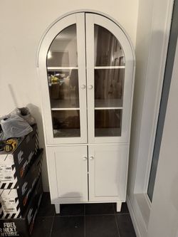 NEW Arched White Cabinet!! 68.11in H x 27.56in W x 13.78in D 