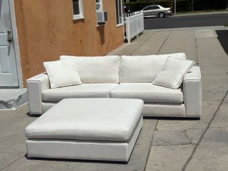 White Article Couch Sofa Sitka 99" Sofa + Matching Ottoman - Quartz White - Only 1 year Old ‼️