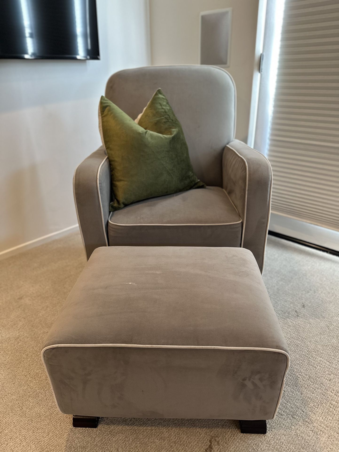 Suede Rocker with Foot Stool