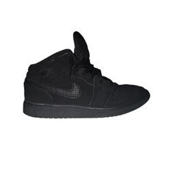 Nike Air Jordan 1 Retro Mid Black Suede Sneakers 7y