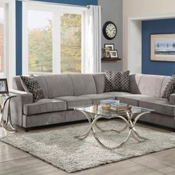 NEW Gray Fabric L-shape Sleeper Sofa