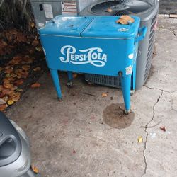 Vintage Looking Pepsi Cooler With Wheels And Bottle Opener