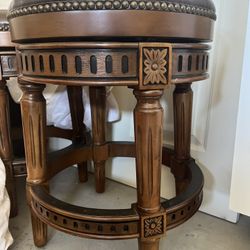 Wood And Leather Barstools