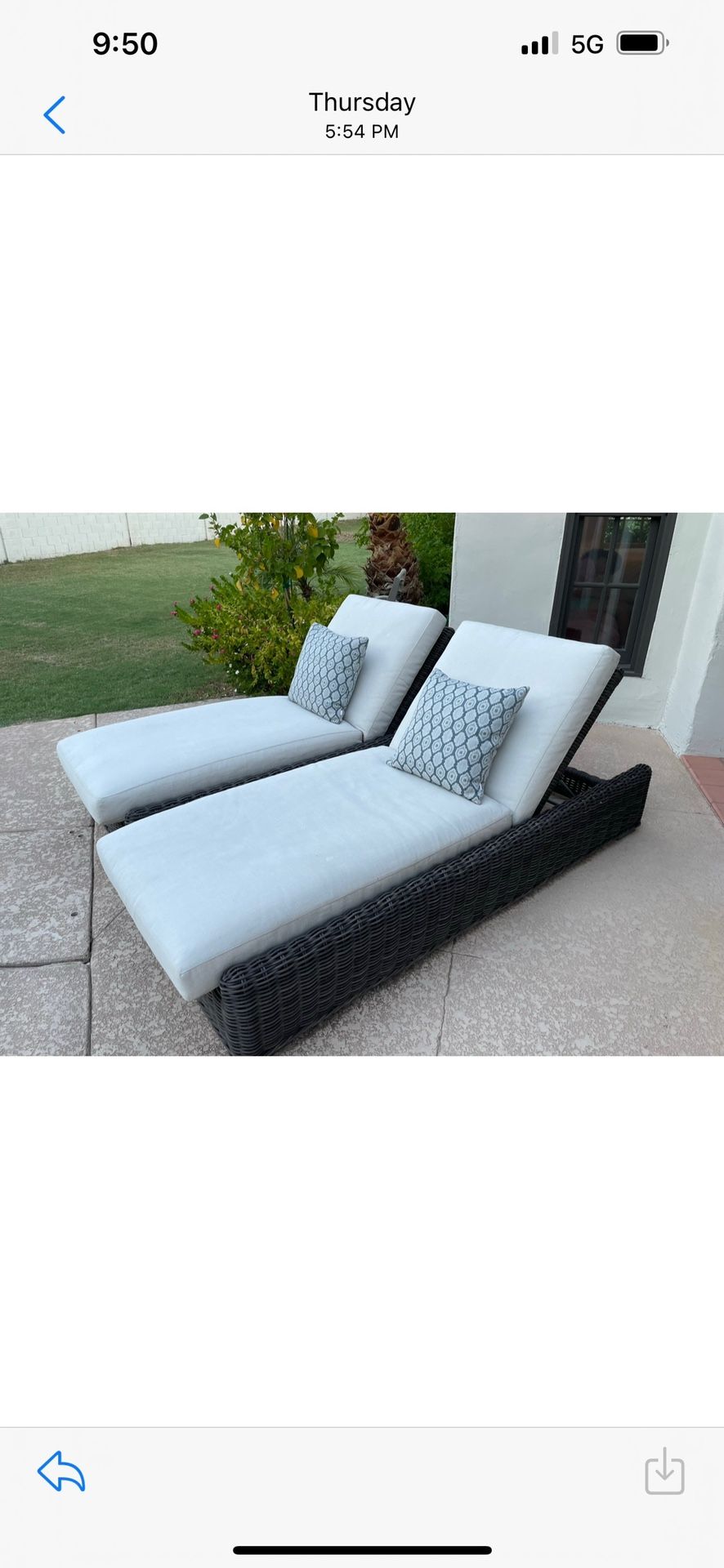 Arhaus Wyatt Chaise Lounge Chairs (2)