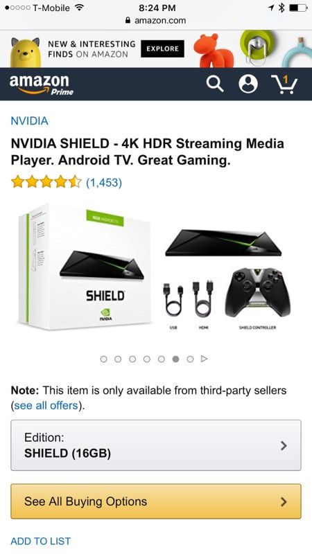NVIDIA SHIELD - 4K HDR Streaming Media Player. Android TV. Great Gaming.