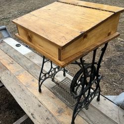 Antique Cat Iron & Oak Desk 