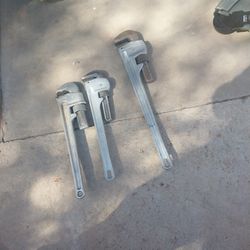 3 ALUMINUM PIPE WRENCHS