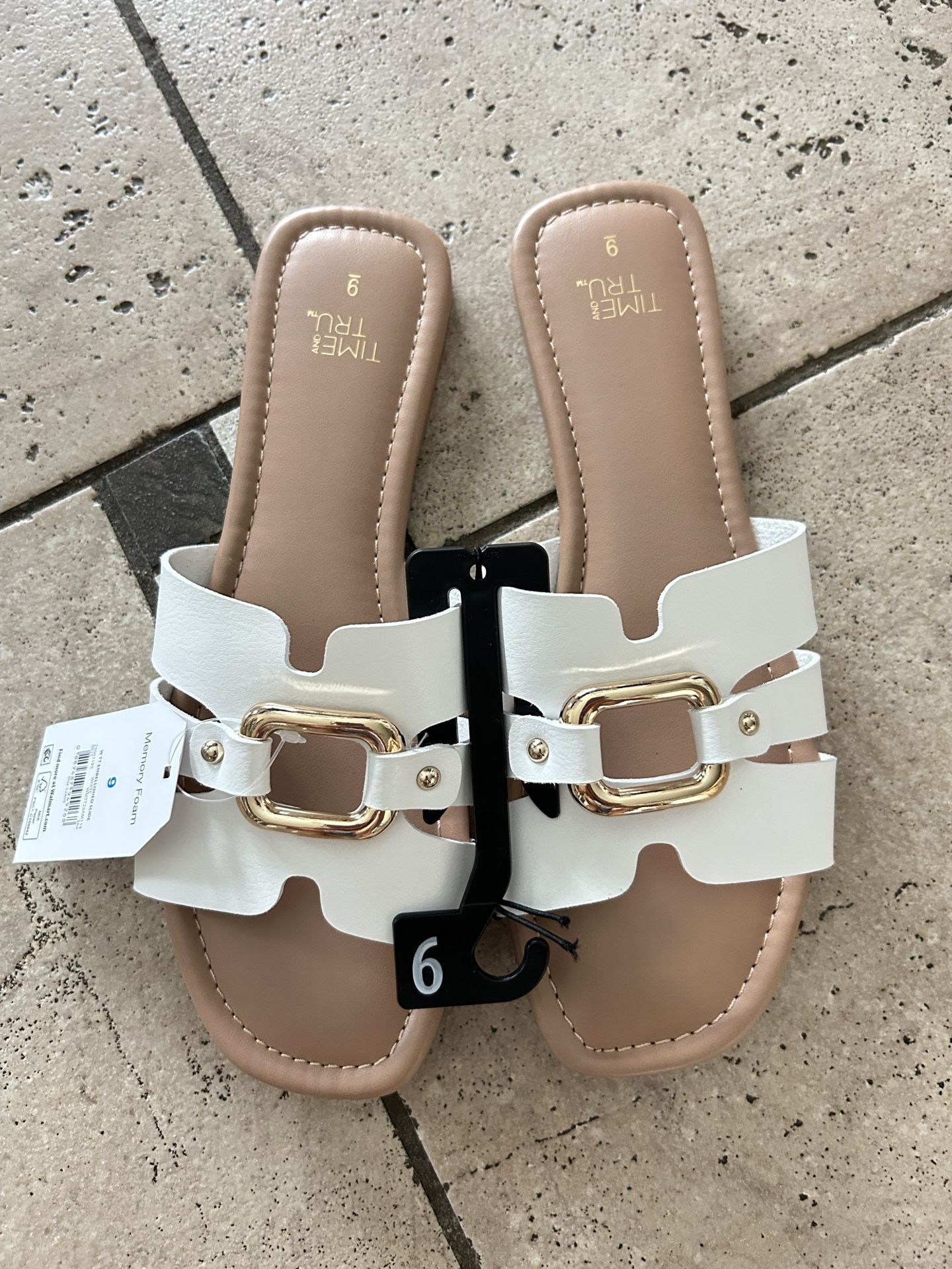 NWT Time and Tru White Slide Sandals size 9