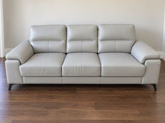Lane Home Furnishings Genuine Leather Match Sofa – Light Gray
