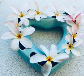 •Plumeria Floating base•Pansy Vase•Heart Pottery Vase• Tiffany Blue Heart flower water vase•