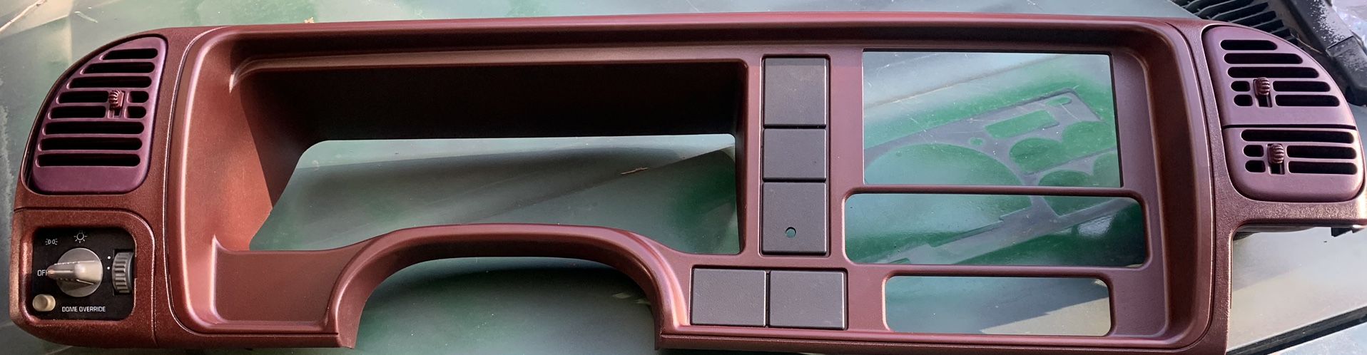 OBS BURGUNDY DASH BEZEL FOR A DOUBLE DIN STEREO, $100 FIRM. Of course it can be painted any color but if you have a burgundy color interior than here