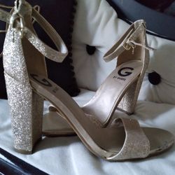 Ladies Guess Gold Heels Size 6