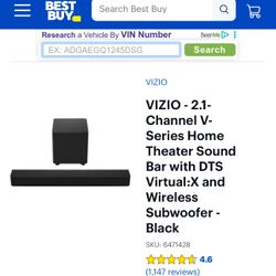 Vizio 2.1 Channel V-Series Soundbar and Sub