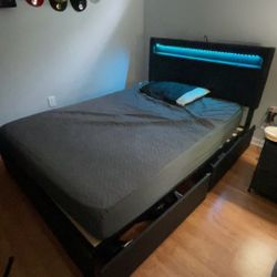Full Size bedframe (2 shelves on each side for storage)