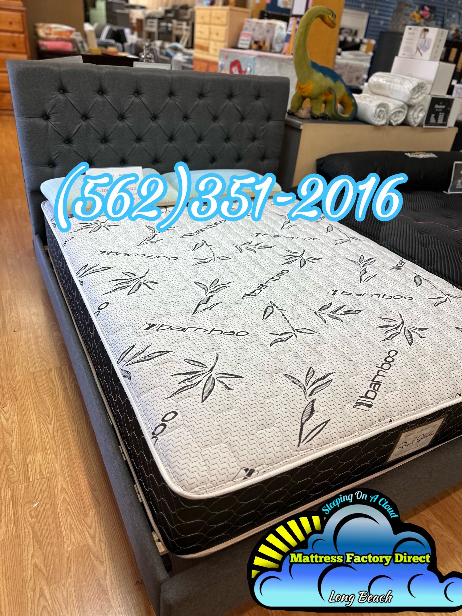 Bamboo Queen Mattress With Bed Frame New 
