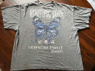 Social Collision "Nature Boy" Butterfly Graphic T-Shirt Gray