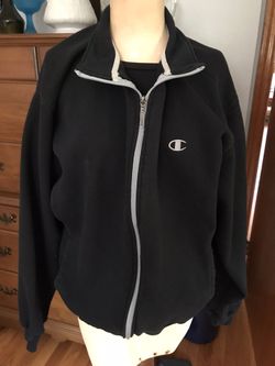 Champion Eco Authentic Black Full Zip Jacket, Size Large