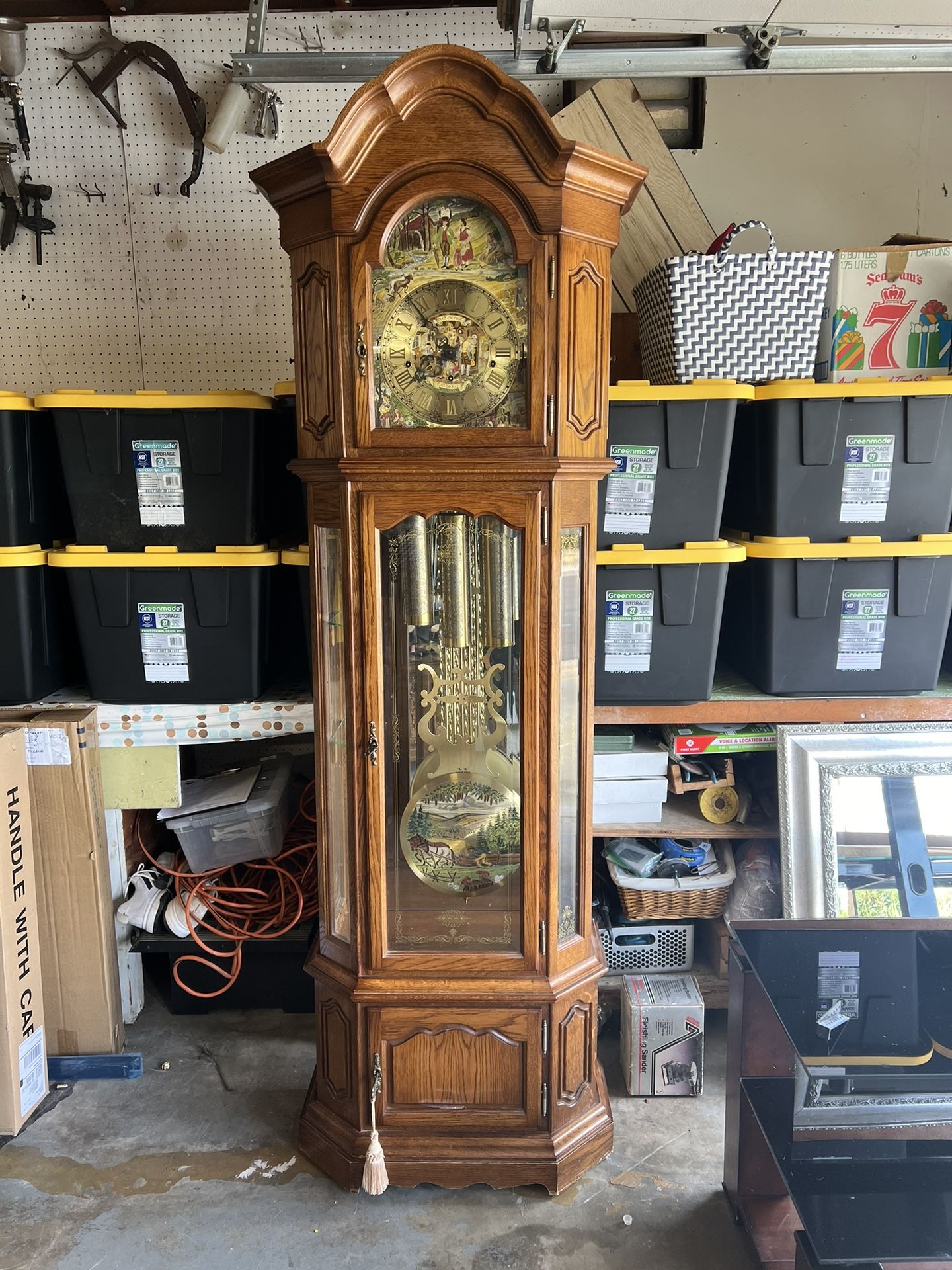 Dold Exquisit Triberg Grandfather Clock 1986- hand painted face and pendulum