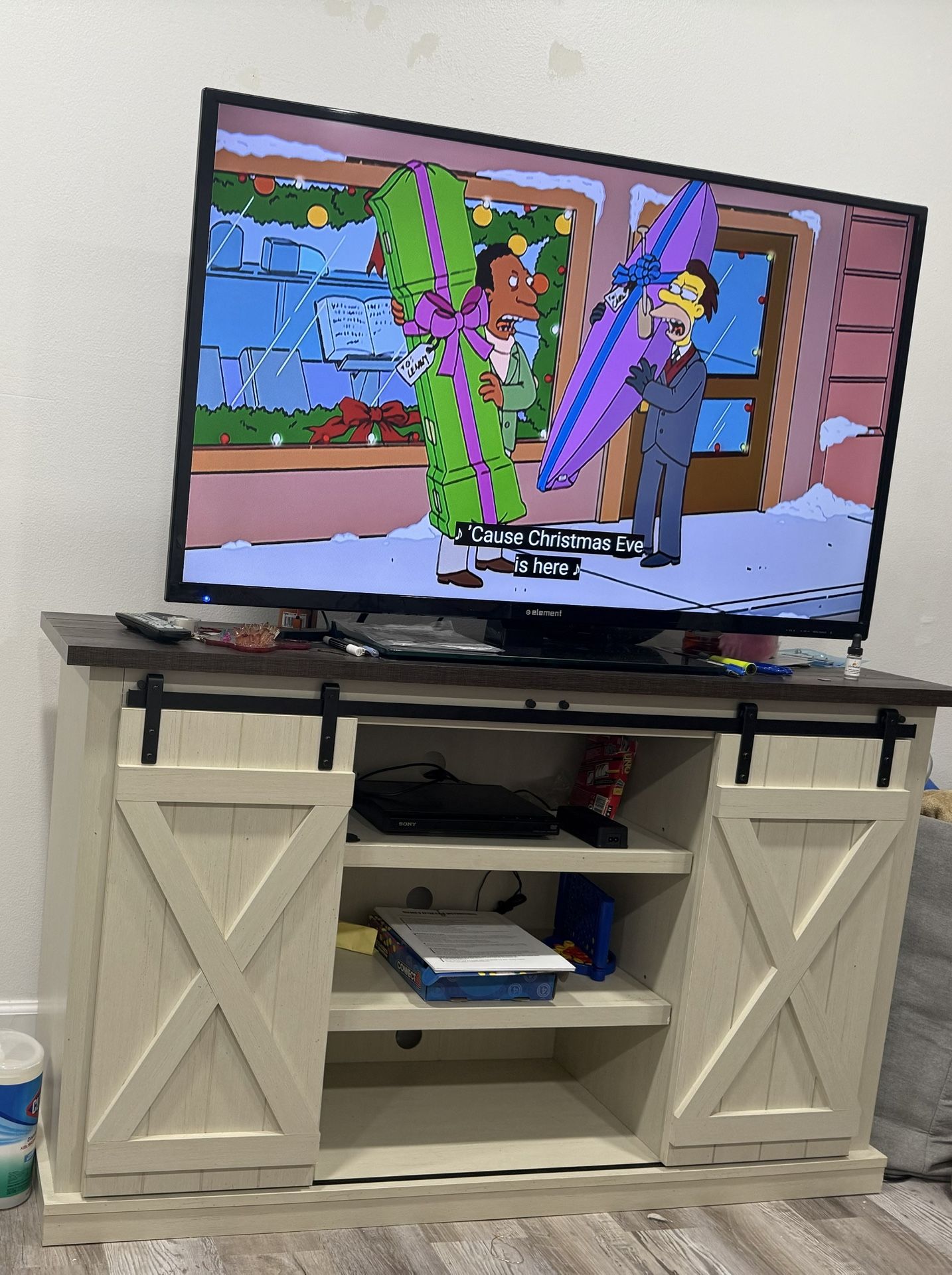 Wooden farmhouse TV stand