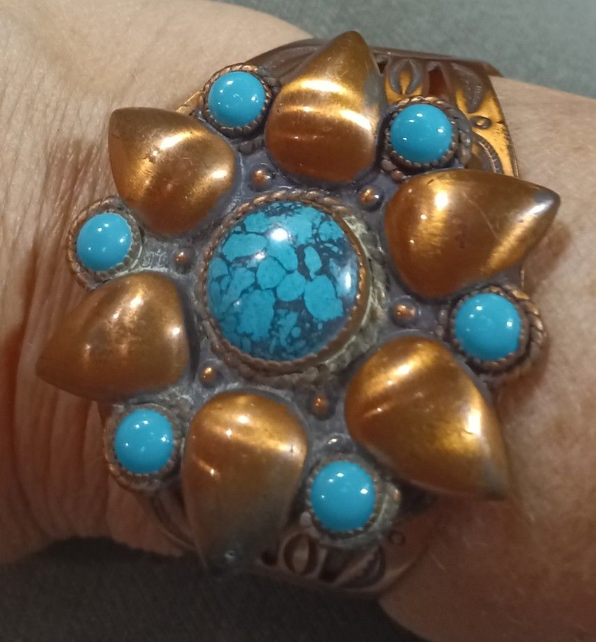 Solid Copper & Turquoise Bracelet