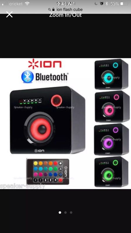 ION Audio Flash Cube Wired Bluetooth Speaker with Multicolored LED Ambient Light