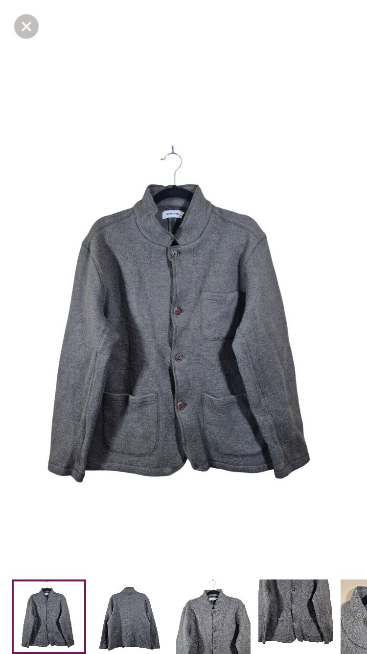 Taylor Stitch Mens Sweater Jacket Size 44 Wool Button Front Double Cloth US XL