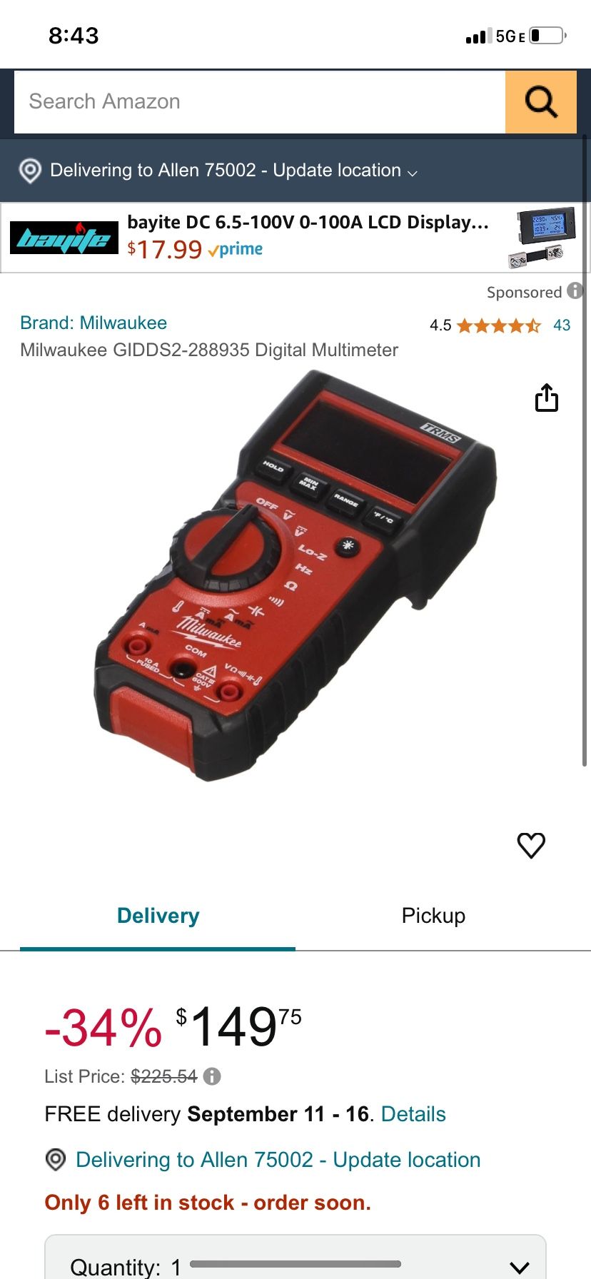 Brand New Milwaukee Multimeter