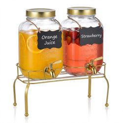 Glass drink dispensers with stand