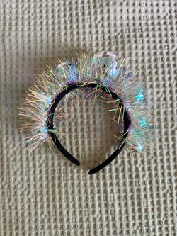 disco ball headband with holographic tinsel