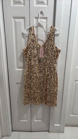 Woman gold sparkly party dress xl