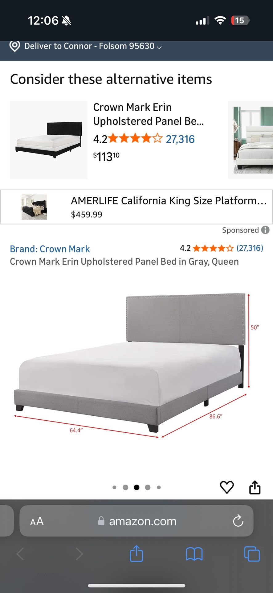 Queen Bed Frame, Box Spring, and Mattress