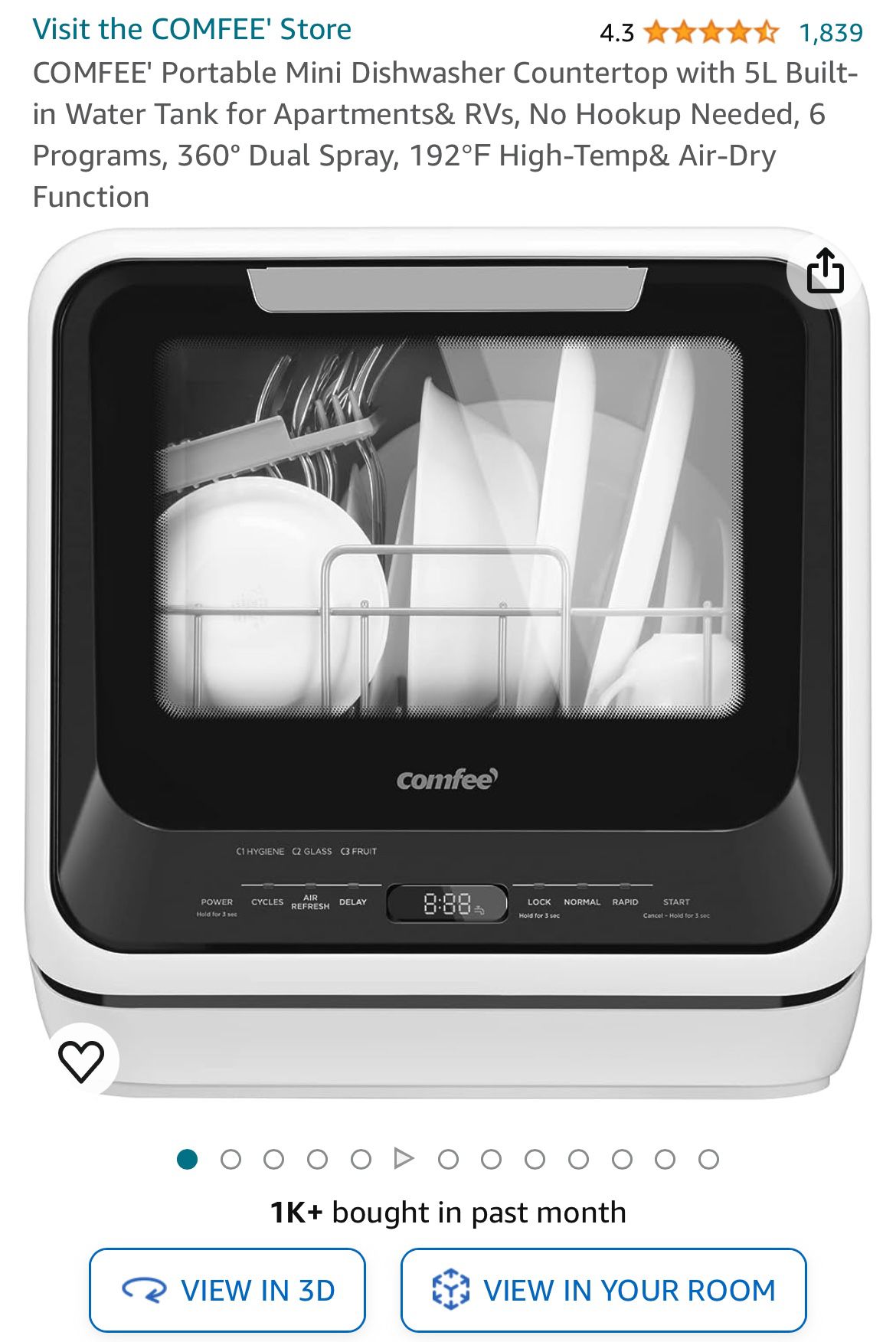 Comfee’ Mini Countertop Dishwasher (New, in box)