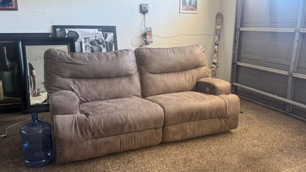 Tan Microfiber Reclining Loveseat Sofa
