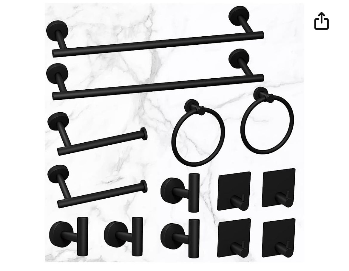 Matte Black Bathroom Accessories Set