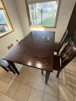 Dark Wood Dining Table with Chairs