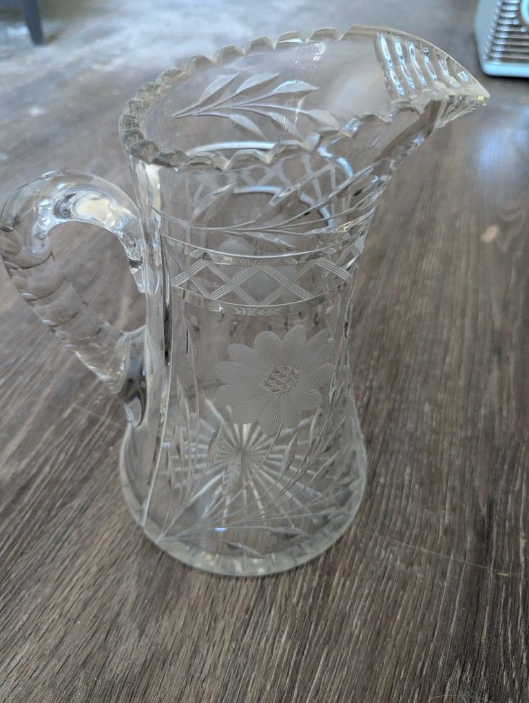 American Brilliant Period Cut Glass 10.5" Crystal Water Claret Jug Pitcher