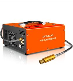 GOYOJO PCP Air Compressor, Maximum 4500 PSI / 300 Bar, Fast Filling for Air Guns or Paintball Tanks, Automatic Shut-Off, Dual Power Supply: Car 12V DC