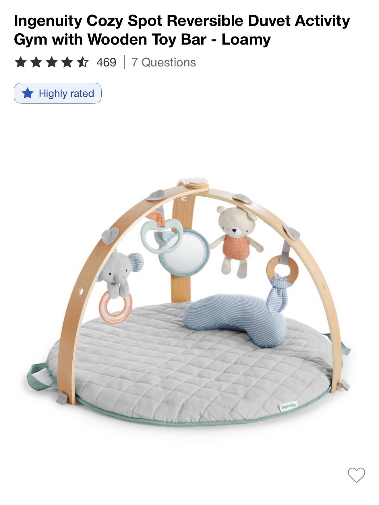 Ingenuity Cozy Spot Reversible Duvet Activity Gym