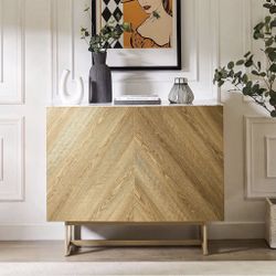 39” Modern Sideboard Cabinet Herringbone Pattern Mid Century Modern Credenza Media Console 