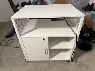 White Rolling Storage Cabinet with Shelves